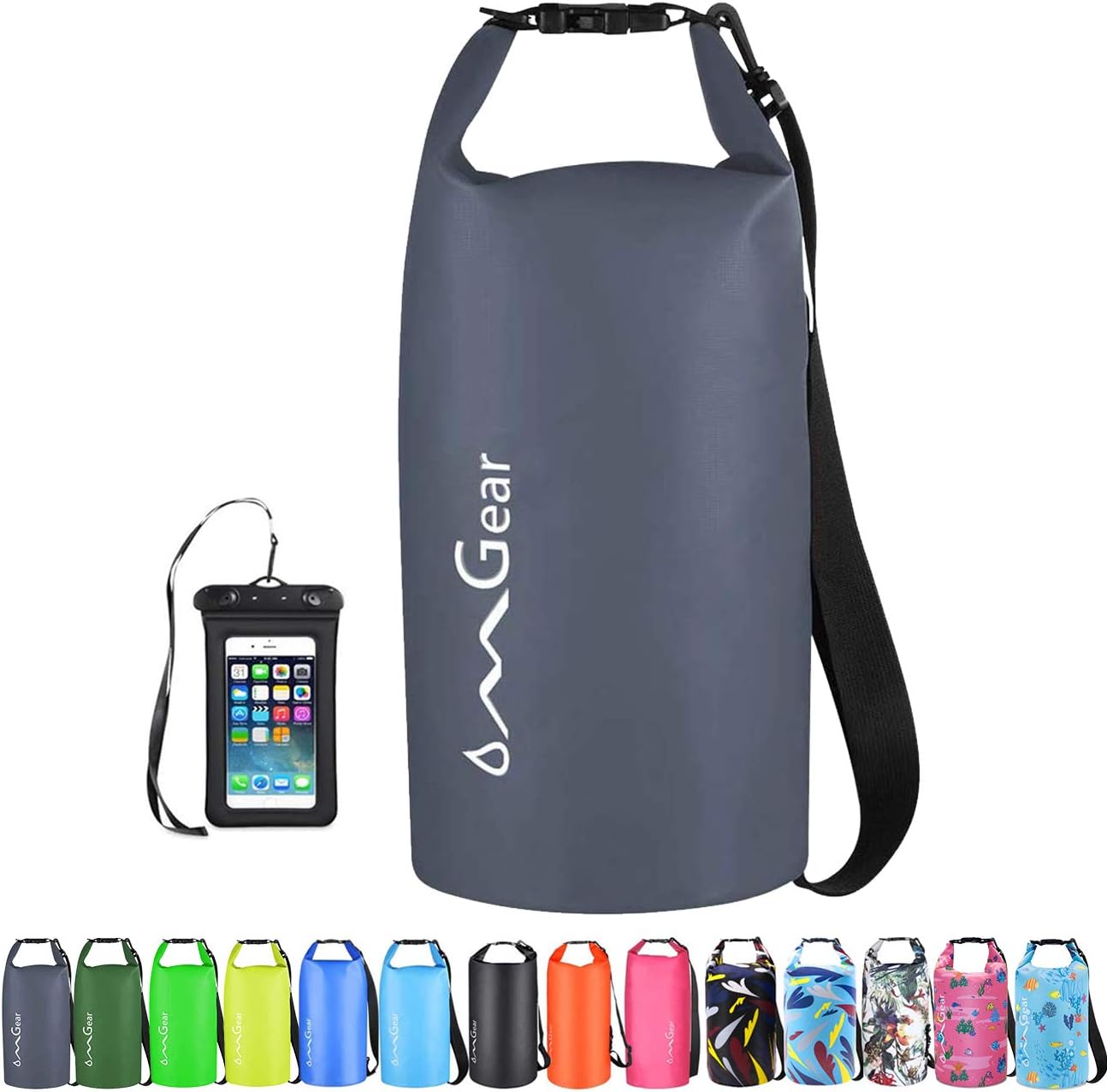 OMGear Waterproof Dry Bag Backpack - Floating Phone Pouch for Kayaking & Outdoor Activities | 40L/30L/20L/10L/5L