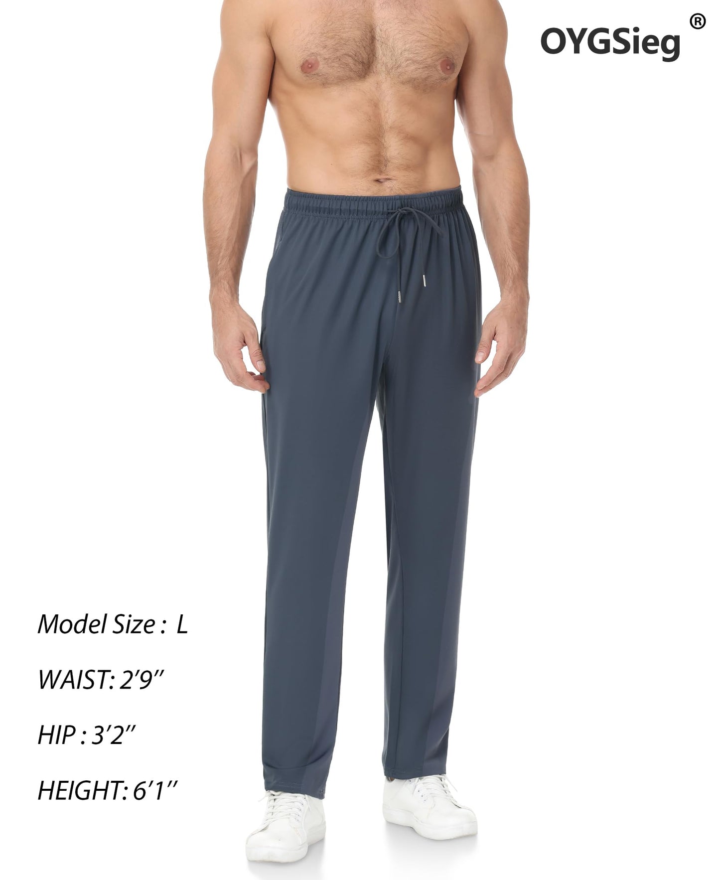 OYGSieg 4 Pack Mens Sweatpants with Zipper Pockets Open Bottom Joggers for Men Lightweight Track Pants for Casual Hiking