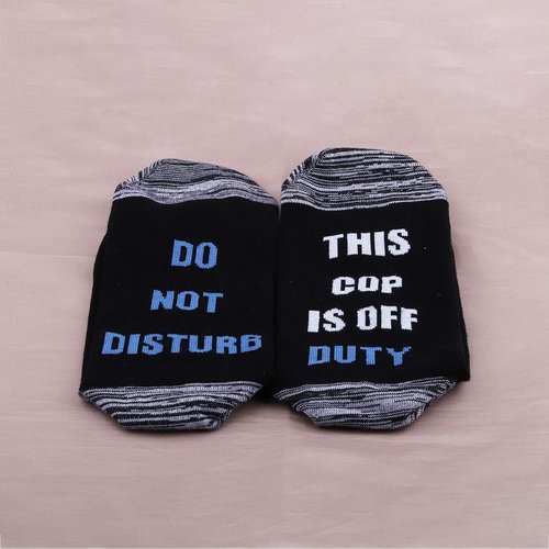 LEVLO Police Officer Gift Socks - Do Not Disturb This Cop Is Off Duty | 2 Pairs for Men