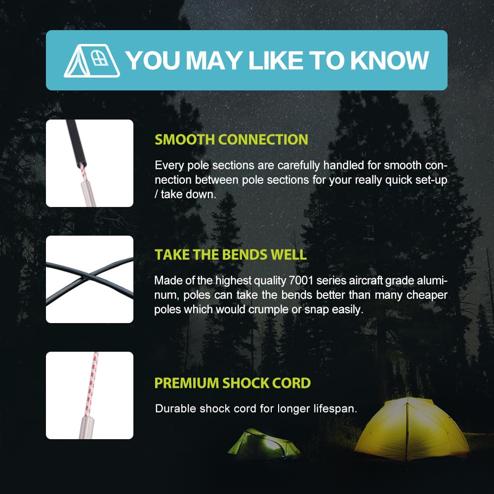 Tentilt Unassembled Tent Poles Replacement 14' 7" 8.5mm, Female and Male End Tent Compatible, Aluminum Tent Pole Repair Kit, Dia. 0.33" 1 Pack