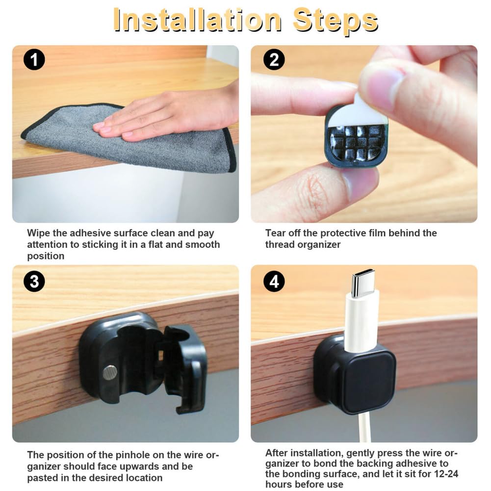 18 Pack Cord Organizer Holder, Magnetic Cable Clips Management, Easy Adhesive Phone Charging Cable Keeper, Hide Or Organize Desk Cable for Kitchen, Office, Car, Nightstand（White and Black）