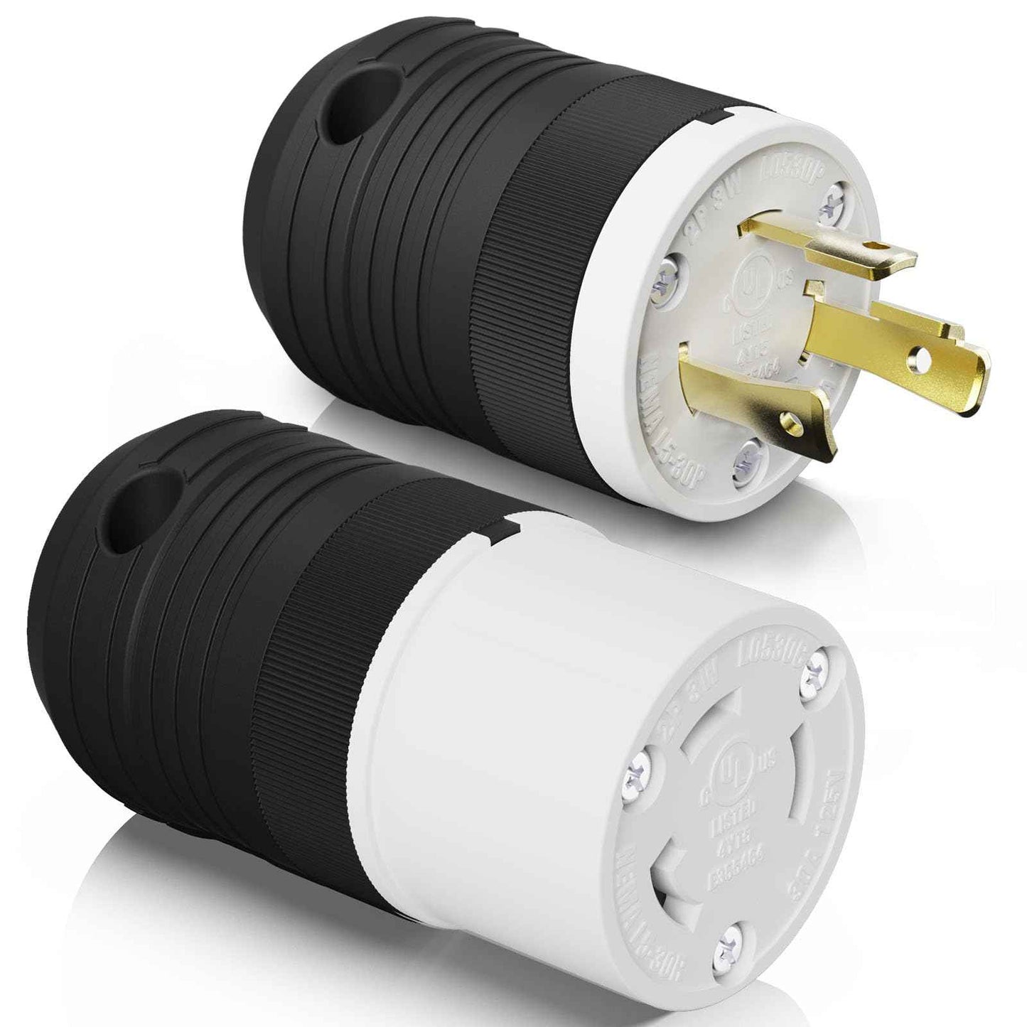 AIDA NEMA L5-30P & NEMA L5-30R Locking Plug and Connector, Twist Generator Male and Female Adapter, 30 Amp, 125Volt, 2-Pole 3-Wire Grounding, Industrial-Strength Heavy Duty, UL Listed