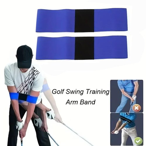 JOBCANU Golf Swing Trainer Aid (2-Pack) - Arm Band Connector for Perfect Swing Plane & Muscle Memory - Lightweight Posture Correction Tool for Beginners - Durable & Comfortable Elastic Strap(Blue)