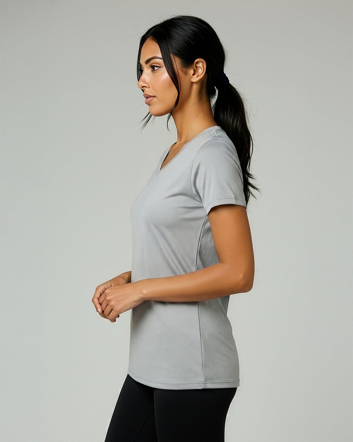 5 Pack Women's Dry Fit V Neck Workout Tops T Shirts Athletic Gym Yoga Tees
