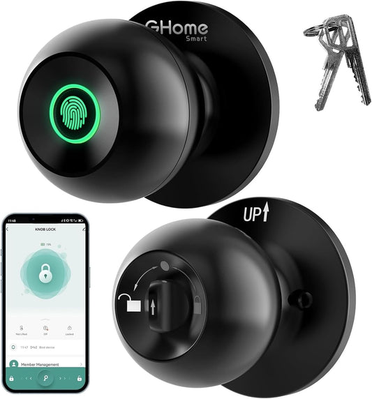 Smart Fingerprint Door Lock with App Control - 3-in-1 Biometric Knob for Home & Office