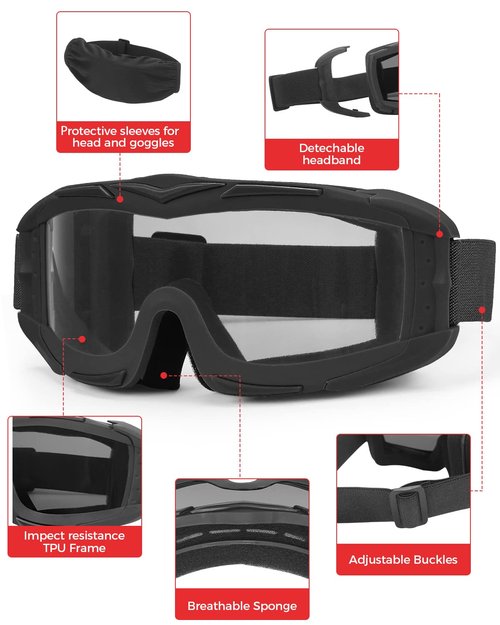 KEMIMOTO Tactical Airsoft Goggles with Anti Fog Paintball Lenses, Ballistic Protection