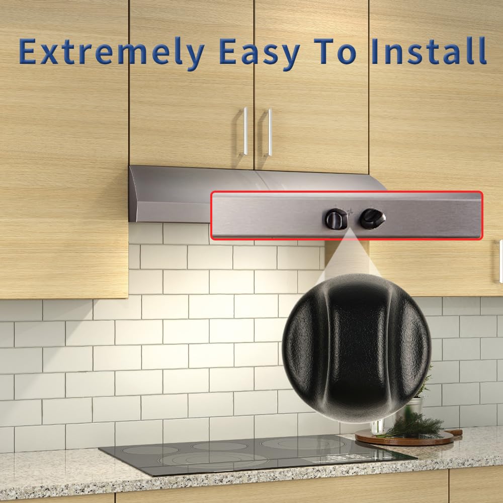 Upgraded 2Pcs S99360232 Range Hood Knob, S600348 Vent Hood Fan Control Knob Replacement Part fit for Broan Nutone, Black