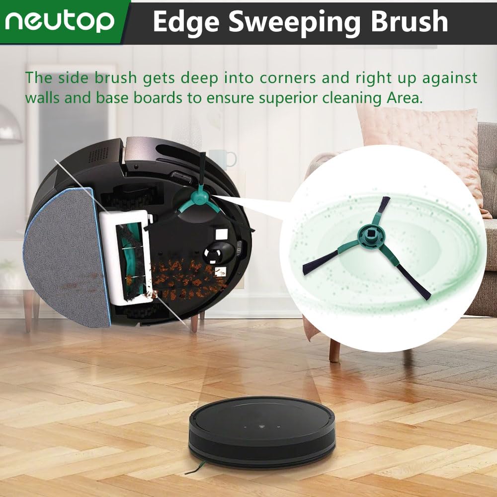 neutop Edge-Sweeping Brush Side Brush Compatible with iRobot Roomba 705/505/504/405/205/105/104/Essential Series Robot Vacuums, 12-Pack