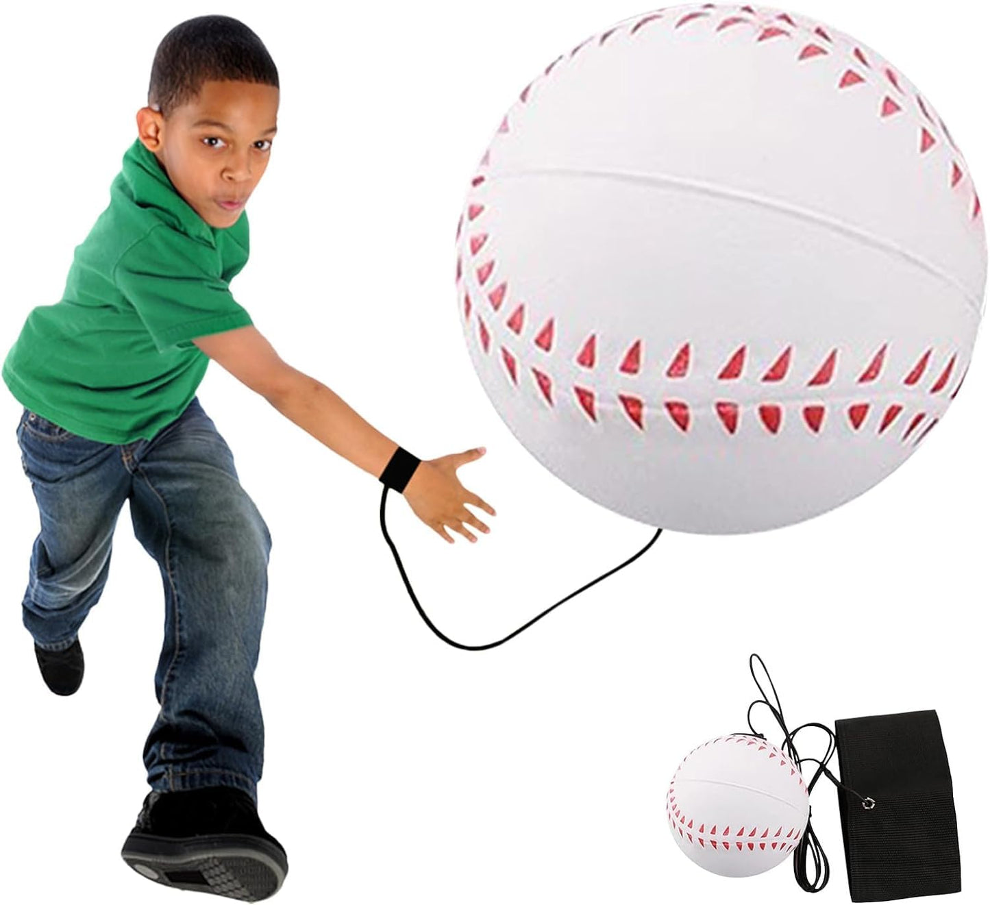 Junfamilee White Wrist Return Ball Rubber Sport Ball with Wrist Strap and String | Rebound Sports Bouncy, Wrist Rebound Toy on Elastic String Toy for Teens Adults Exercise Play