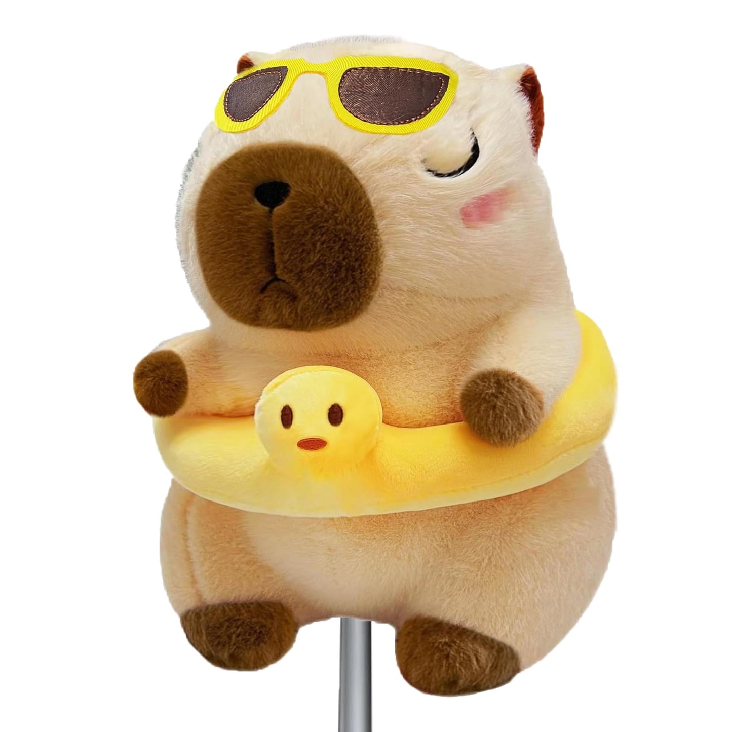 Capybara Swimming Ring Golf Club Head Cover, Small Size Fits Hybird and Irons, Large Size Fits Standard 460cc Driver Head, Golf Driver Headcover Funny Plush Animals