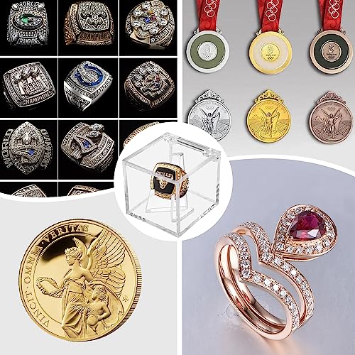Clear Acrylic Championship Ring Display Case - 2.36 Inch Square Cube