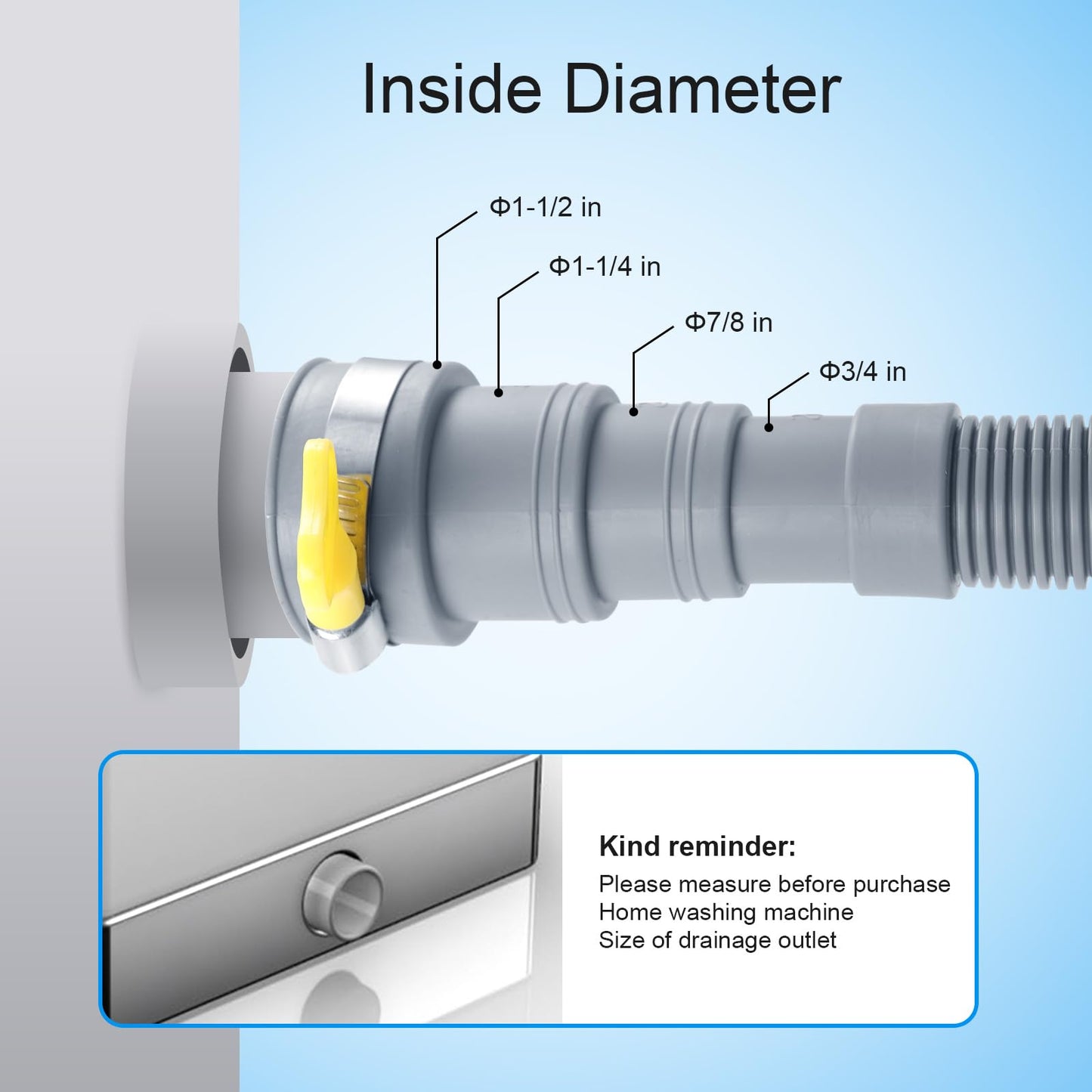 Elyfree Washing Machine Drain Hose, 6 Feet Universal Dishwasher Drain Hose Extension Kit Corrugated Washer Hoses, 7 PCS Set with 4 Clamps & 1 U-Bend Hose Holder