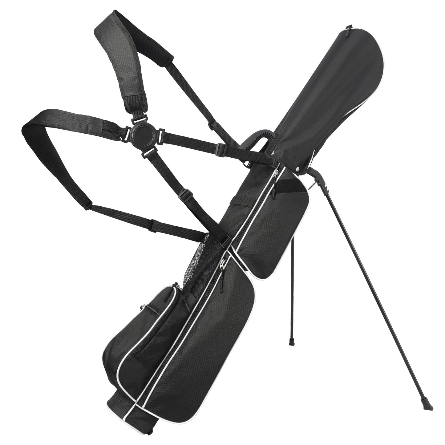 Golf Bag Lightweight Carry Bag, Dual Strap Golf Stand Bag with 6 Pockets, Lightweight Small Golf Bag for a Few Clubs and Rain Cover Hood