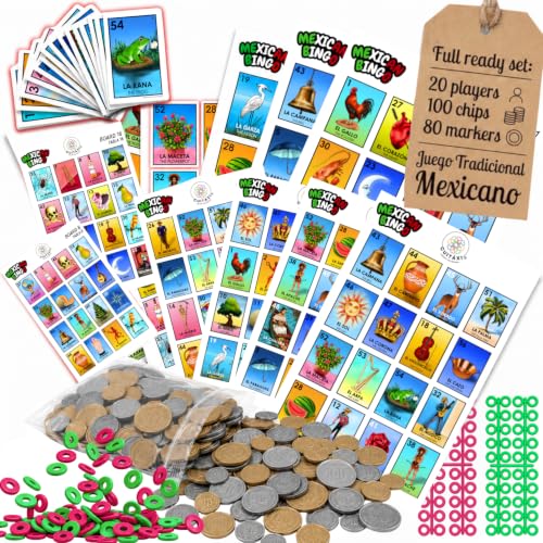 Cuitáxi Mexican Bingo Game for 20 Players 8.1 x 5.3 in – Didactic Pesos & Markers, Made in Mexico