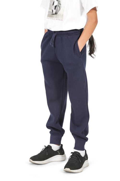 EVERYDAY KIDS Girls’ Navy Blue Cotton Fleece Sweatpants; Girls’ Activewear Jogger Pants - Soft and Breathable Cotton/Poly Blend (10/12, Navy)