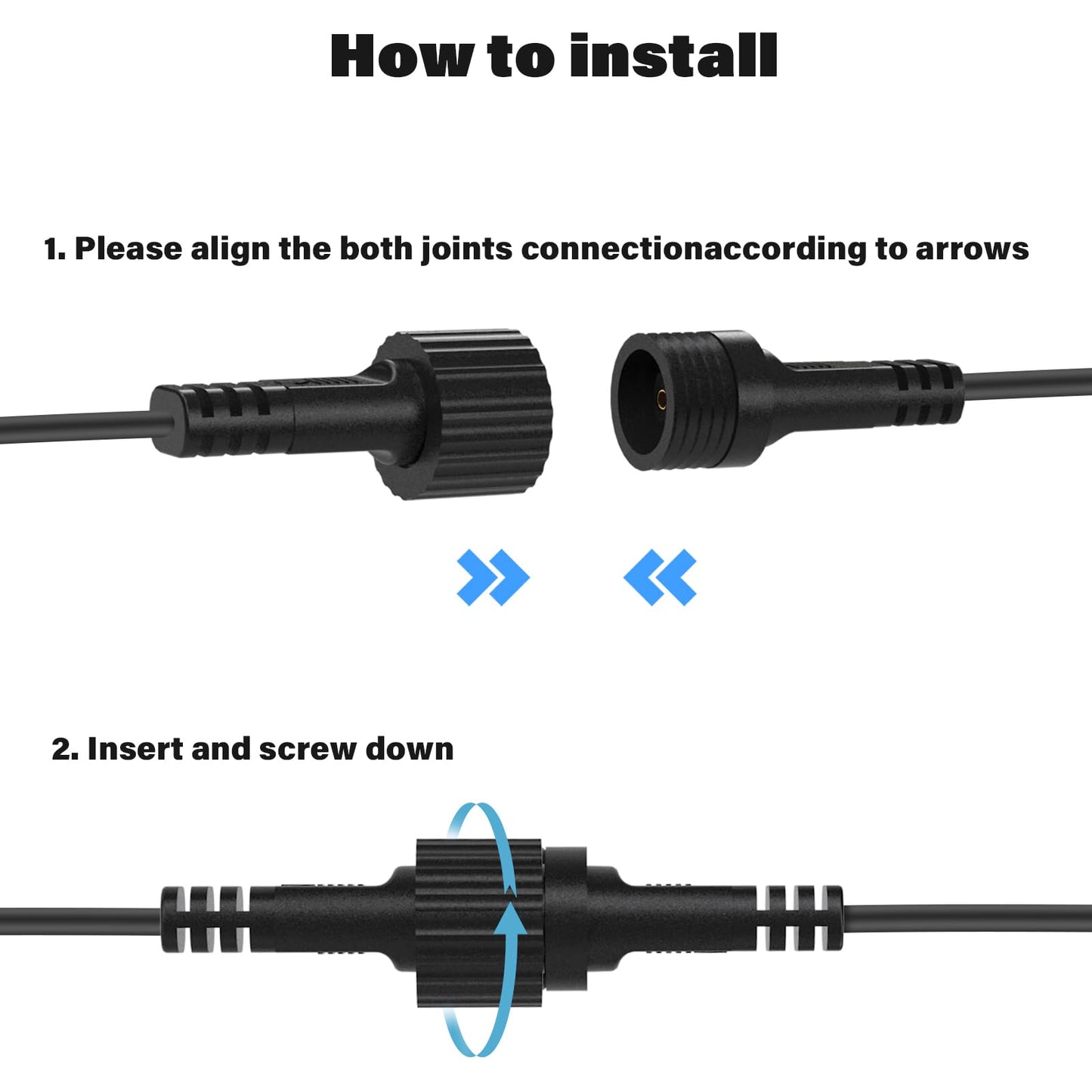 FFZZKJ 16.4Ft/5M Extension Cable for Christmas String Lights IP68 Waterproof Extension Lead 24AWG Extension Cord for Outdoor Solar String Lights, Indoor String Lights, 2 Pin