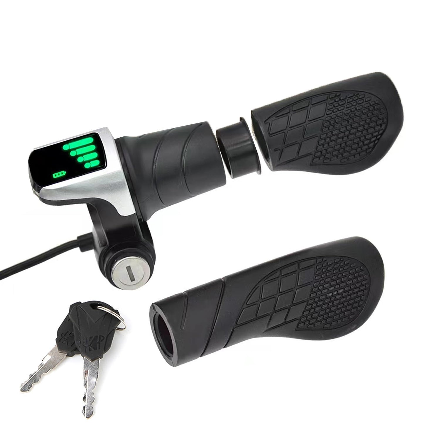 TMYSOOR 36V Universal Twist Grip Throttle with LCD Power Indicator & Key Lock - Easy Installation for E-Bikes, Electric Scooters & Motorcycles