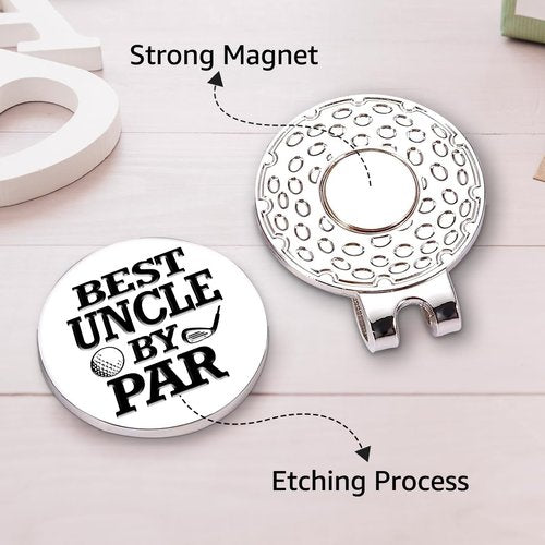 Hafhue Best Uncle by Par Golf Ball Marker with Magnetic Hat Clip, Funny Golf Accessories and Golf Gifts for Men Uncle, Birthday for Golf Fan Golfer Golf Lovers(GM043)