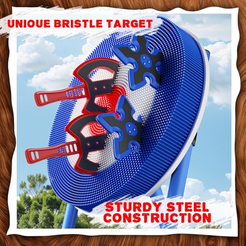 Axe Throwing Game Set with 4 Axes & 4 Darts - Bleu Ciel