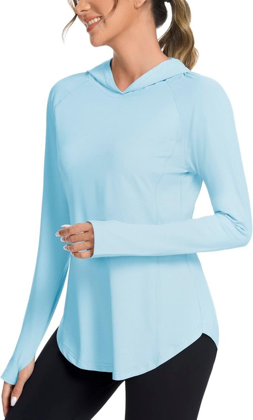 Bashafo Women's UPF 50+ Long Sleeve Sun Hoodie - Lightweight UV Protection for Hiking & Outdoor Activities