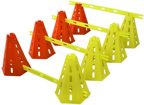 Yes4All Agility Hurdles Cone Set for Speed and Balance Exercises for All Ages, Suitable for Dog Training, Include Carry Bag - Set 8 Cones & 4 Green Bars