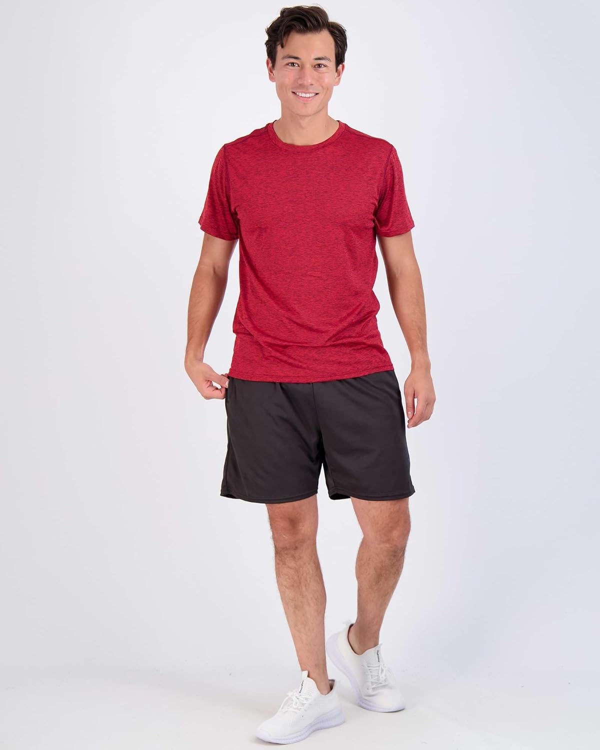 Real Essentials Men's Dry-Fit Crew Neck T-Shirts - 5 Pack for Fitness & Gym Workouts