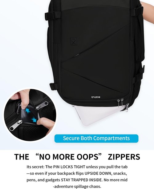 ECOHUB 17" Travel Backpack - Unisex Anti-Theft Design | Airline Approved, Water Resistant, Black
