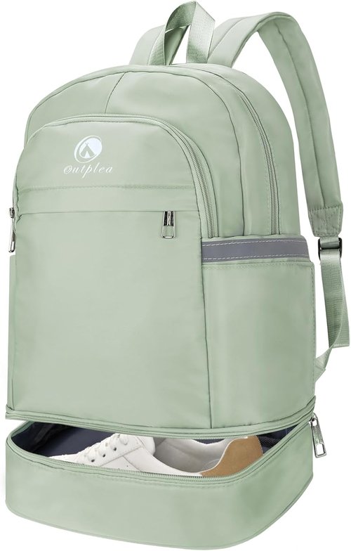 28L Small Gym Backpack with Shoe Compartment for Men Women, Waterproof Sports Backpack with Wet Pocket, Green