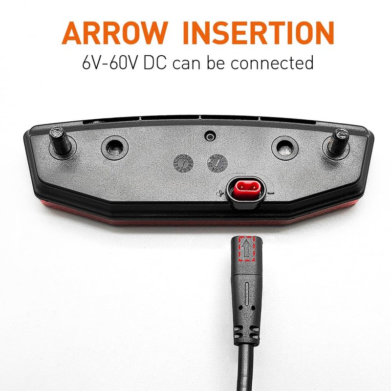 Ebike Rear Tail Light,Ebike 6V-60V LED Riding Tailight,Motorcycle Led Light Equipment Waterproof Connector for Electric Bike Accessories (Waterproof Plug)