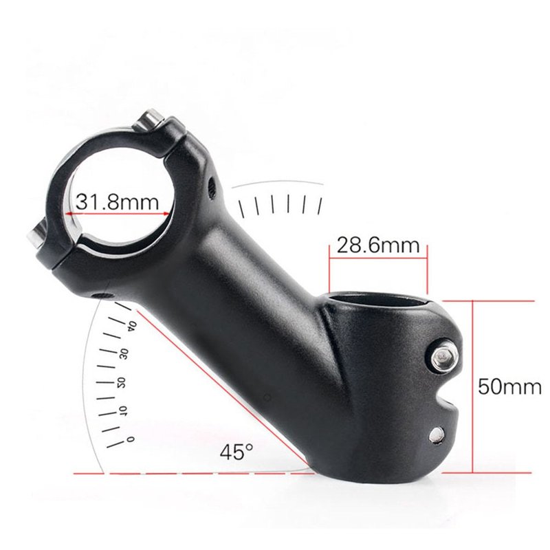 MTB Stem 45 Degree 31.8 90mm Bike Stem Wake Mountain Bike Stem Short Handlebar Stem Riser for Most Bicycle, Road Bike, MTB, BMX, Fixie Gear, Cycling (Aluminum Alloy, Black)