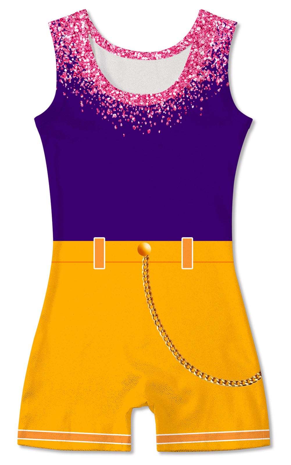 Funnycokid Gymnastics Leotards for Girls Dance Sparkly Unitard with Shorts, Lotus blue, 7-8 Years