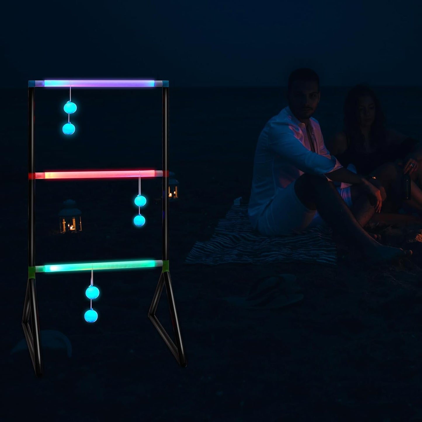 Sosation Light Up Ladder Ball Set - 6 Glow in The Dark Balls & 2 LED Toss Games | Perfect for Outdoor Fun