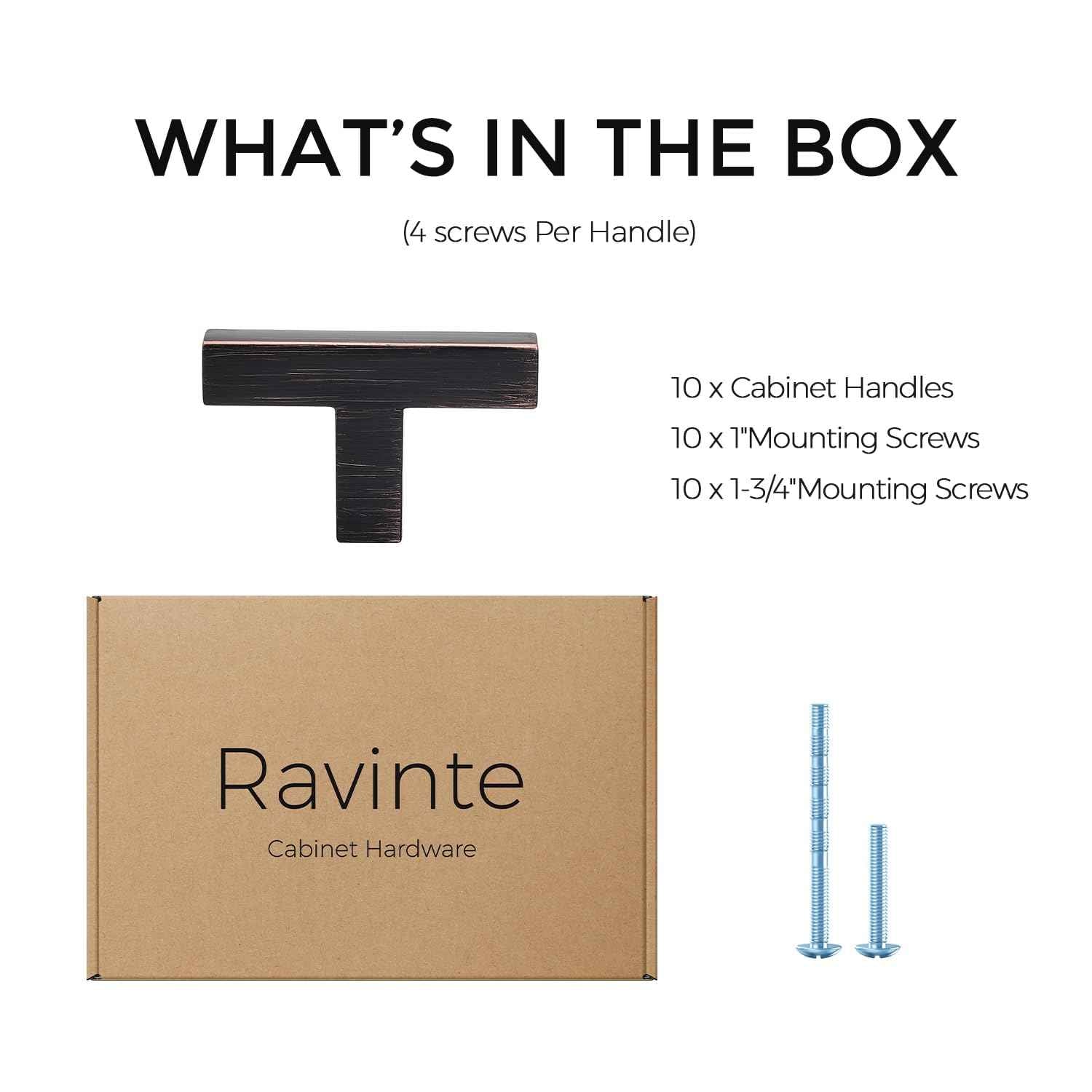 Ravinte 10 Pack Solid Single Hole Slim Square Bar Drawer Handles Cabinet Hardware - Oil-Rubbed Bronze Kitchen Pulls