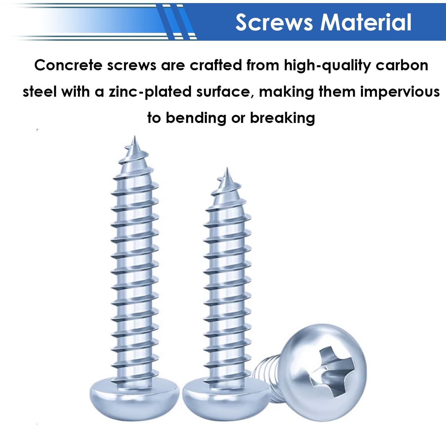 smseace Concrete Anchors and Screws Kit, 182PCS, Blue, Zinc-Plated Carbon Steel, PE Material, Screw Fasteners, Ideal for Securing Items to Walls (Brick, Concrete, Drywall, Wood), DIY Projects