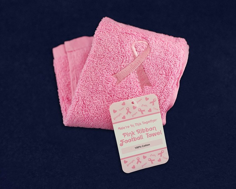 Fundraising For A Cause | Breast Cancer Pink Ribbon Football Towel - Pink Towels for Breast Cancer Awareness (1 Towel)