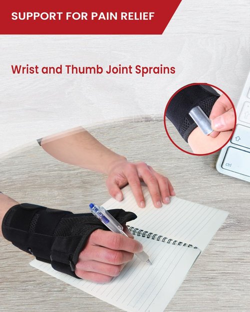 Hurmoya Wrist Brace with Thumb Spica Splint – Support for Carpal Tunnel, De Quervain's, Tendonitis, Arthritis & Trigger Thumb Pain for Men & Women (Medium - Left Hand)