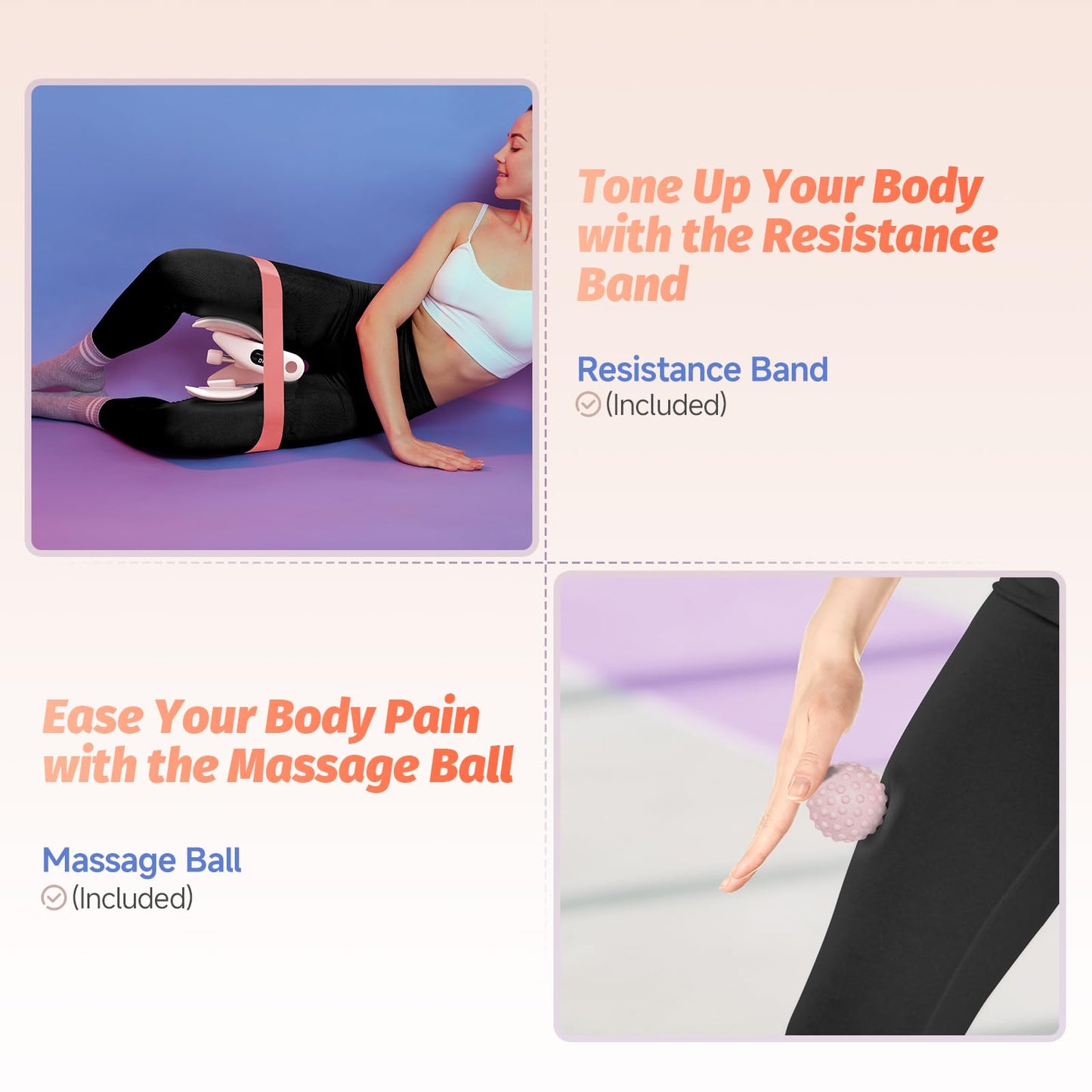 VANiGO Thigh Exerciser, Pelvic Floor Muscle Trainer, Inner Thigh Kegel Exercise Workout Equipment for Women and Men, Home Fitness Strengthen Machine for HIPS, Butt, Legs