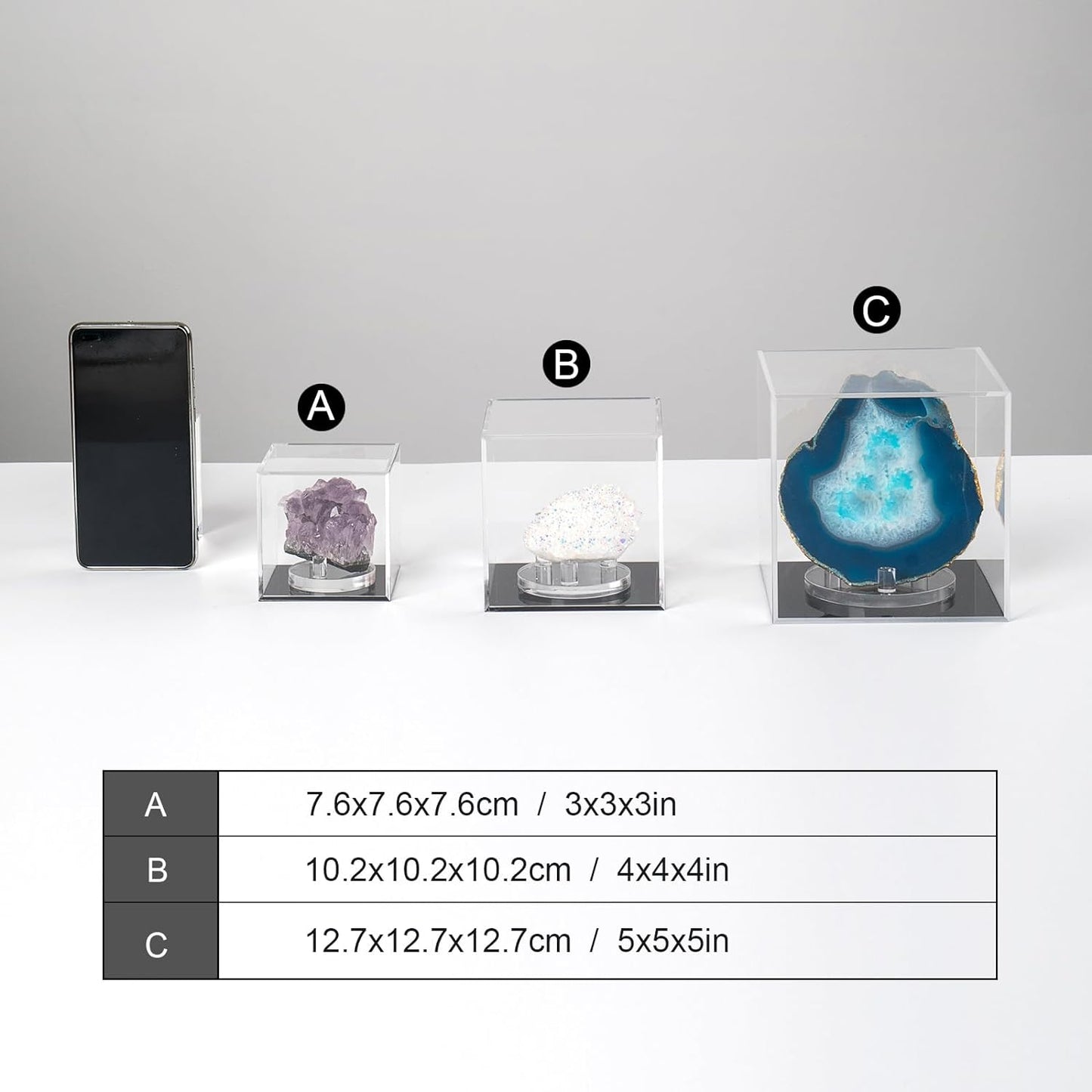 Skiennix Clear Acrylic Display Box - Dustproof Storage Organizer for Collectibles | 3x3 Inch