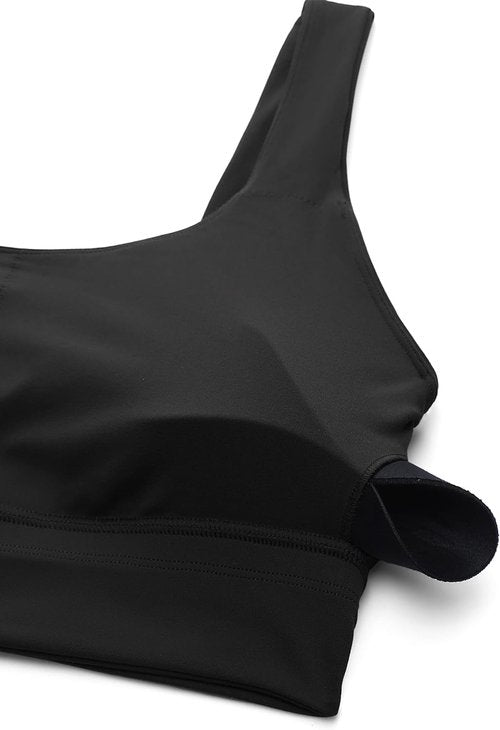 CRZ YOGA Butterluxe U Back Longline Sports Bra - Scoop Neck Padded Yoga Crop Top for Women