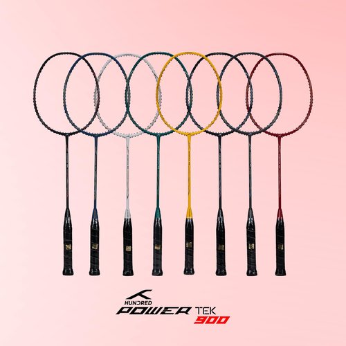 Hundred POWERTEK 900 Badminton Racquet with Cover (Black/RED, Grip Size: 3 1/4 inches) | Strung | Material: Full Graphite | for Intermediate Player | 84 Grams | Maximum String Tension: 26lbs
