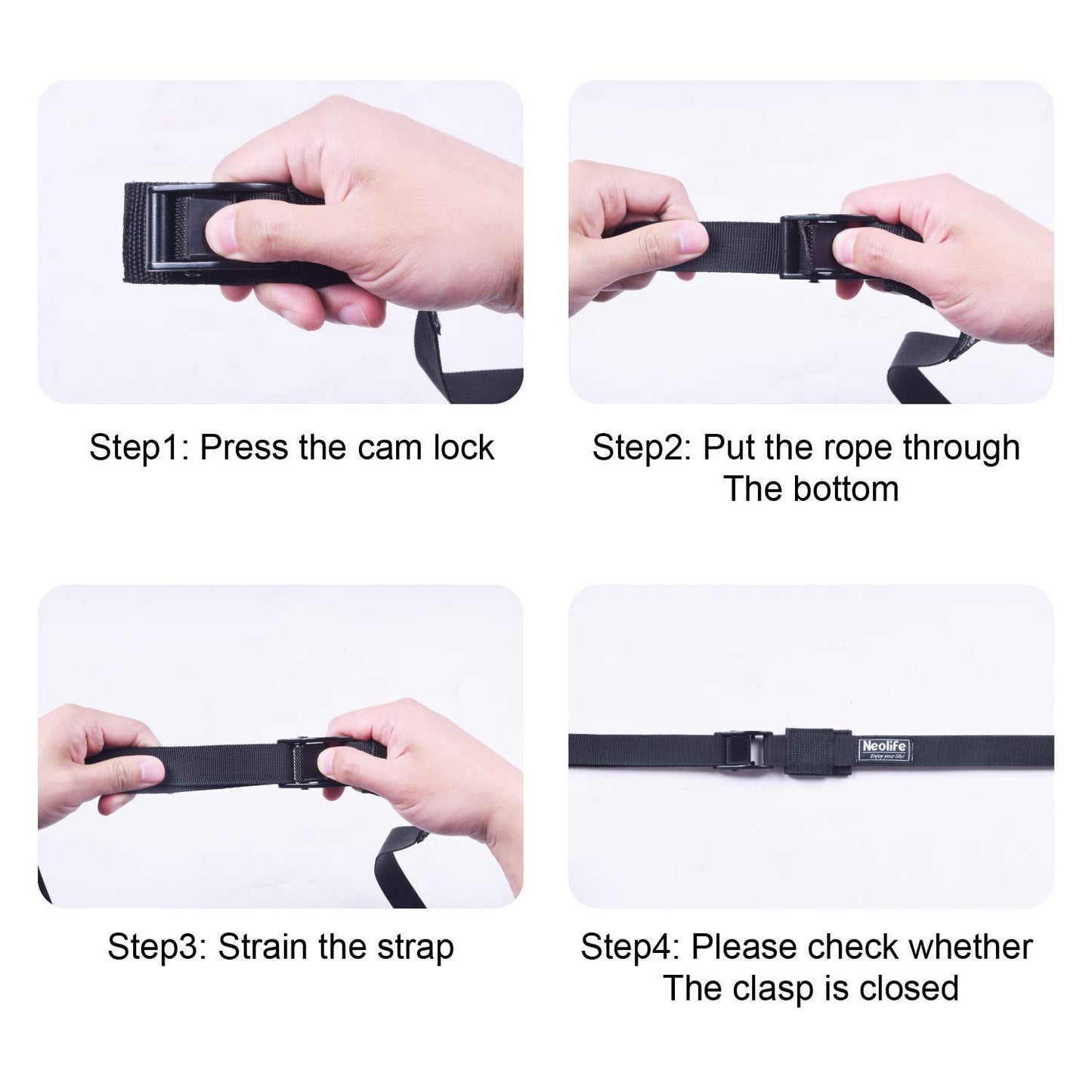 WONITAGO Rack Strap Tie Down Straps for Surfboard SUP Paddleboard Kayak Snowboard and Canoes, 15 Feet (Pair), Black