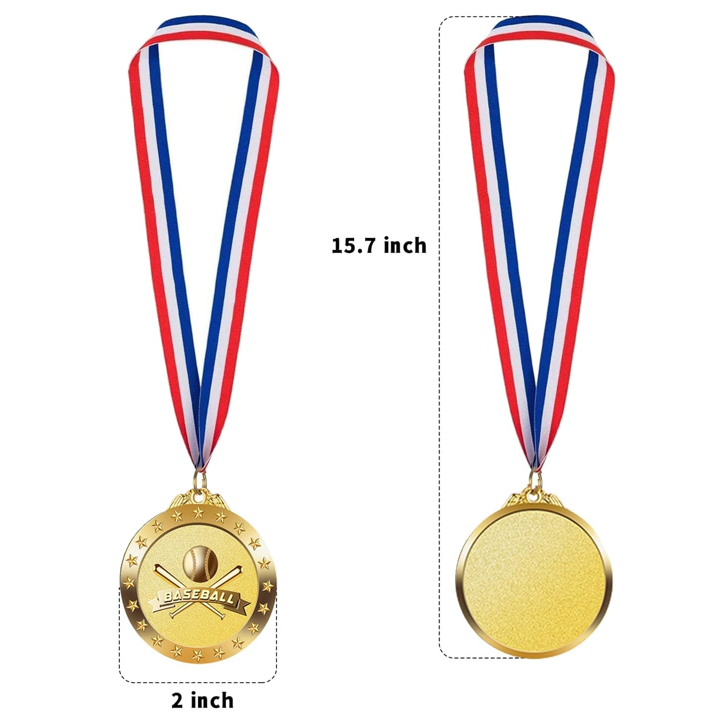 LZHZH 12 Pack Baseball Medals with Neck Ribbons for Kids and Adults - Perfect Party Favors and Sports Game Prizes 2-Inch