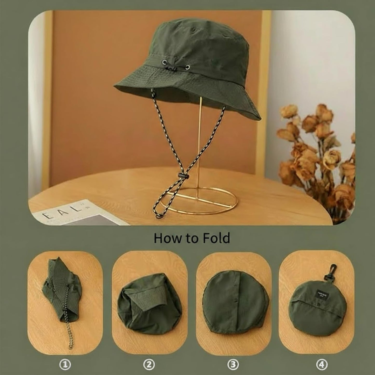 Skiennix Quick Dry Bucket Hat - Packable Rain Hat with Detachable Chin Strap | Outdoor Fishing & Sun Protection