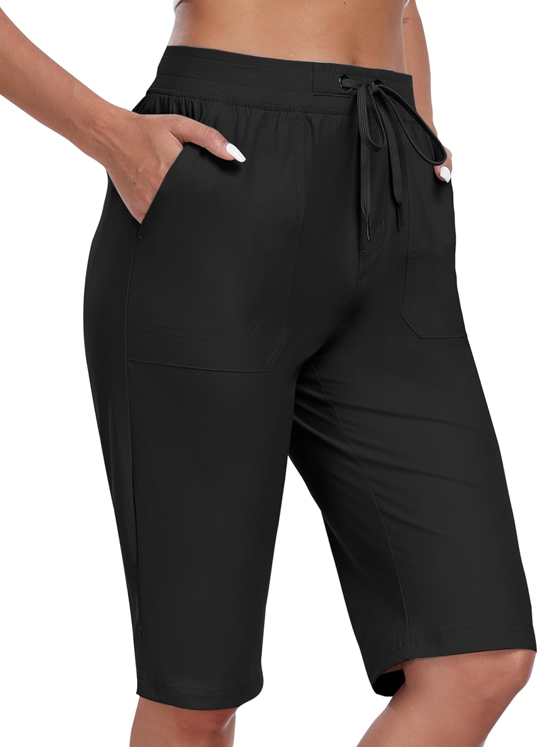 MoFiz Women's Quick-Dry Hiking Shorts - 13" Knee Length, Water-Resistant, 3 Pockets for Travel & Golf