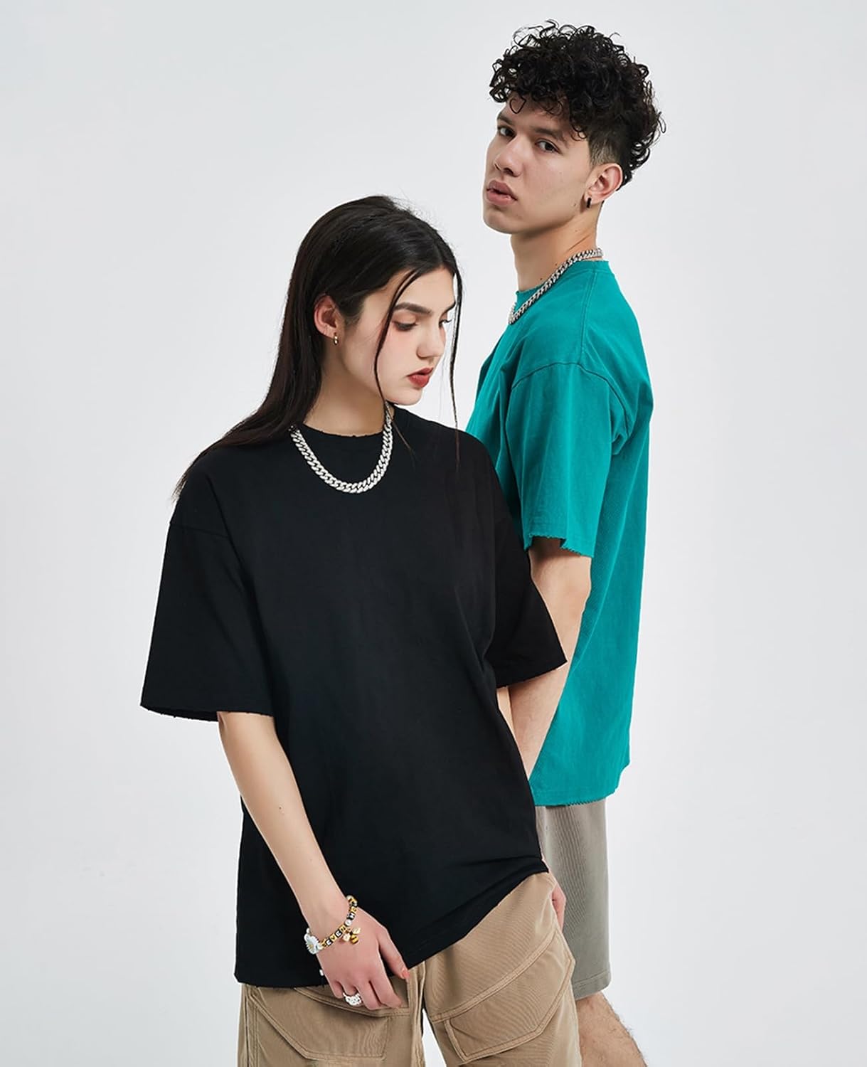 Skiennix Men's Oversized T-Shirt - Loose Fit Crewneck for Streetwear & Gym | Heavyweight Short Sleeve