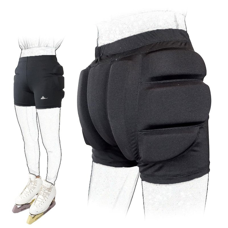 Skating Spirit Padded Shorts Protective Crash Pants Tailbone Hip Butt Pad for Ice Figure Roller Skating Skateboarding Skiing Snowboarding (L) Black