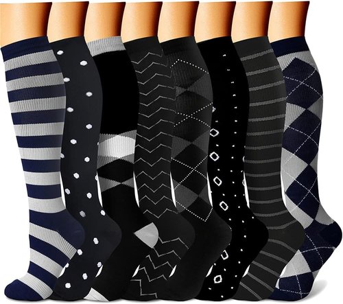 CHARMKING Compression Socks - 15-20 mmHg Support for Circulation | 8 Pairs for Running & Cycling