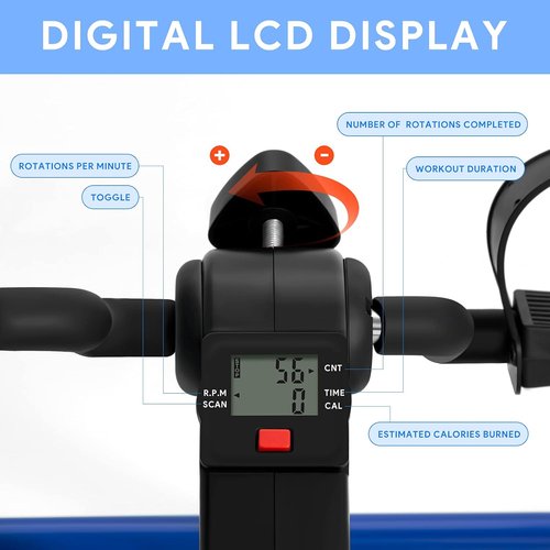Folding Pedal Exerciser - Mini Under Desk Bike with LCD Display for Arms & Legs Workout | Portable Design for Adults & Seniors