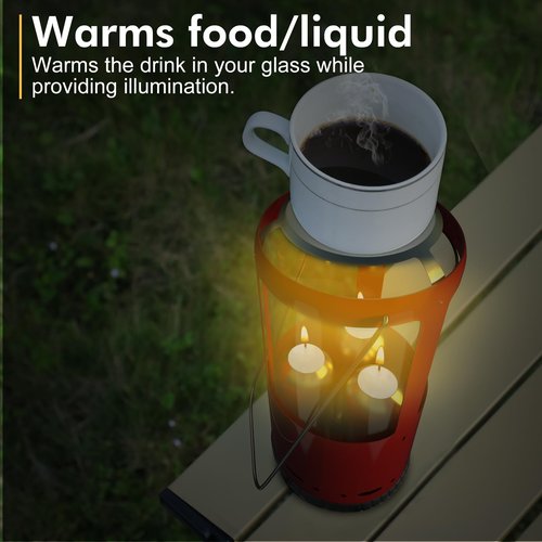 Candle Lantern, Decorative 3-Wick Emergency Candlestick Holder for Pillar Candles, Portable Red Warmer Lantern, Camping Gear for Campers Use, Hanging Handheld, NO Candles Included