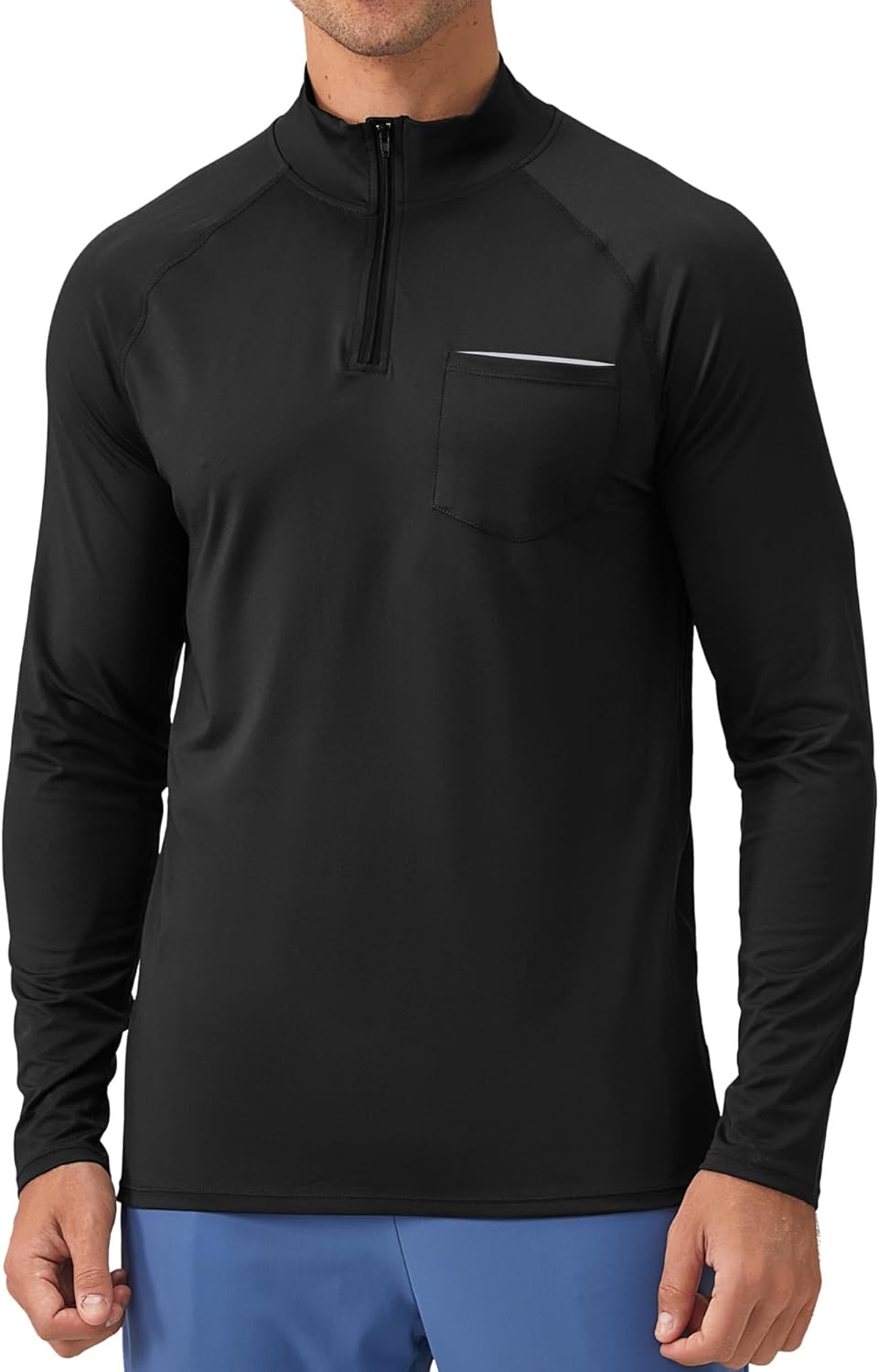 SEAUR Men's Long Sleeve Athletic Shirt - 1/4 Zip Pullover for Running & Fishing | Black